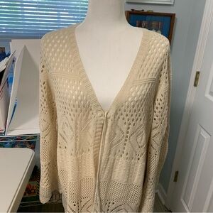 Cream Knit Women's Sweater Cardigan Tie Front XL NWOT